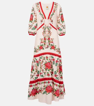 Farm Rio Floral Linen-blend Maxi Dress
