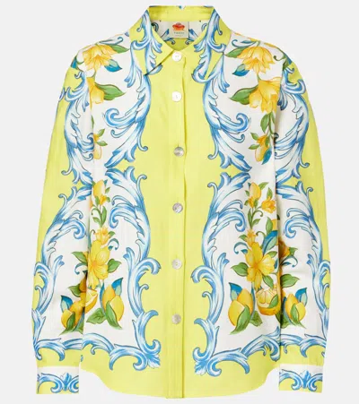 FARM RIO FLORAL LINEN-BLEND SHIRT