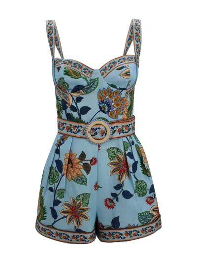 Farm Rio Floral Linen Jumpsuit In Multi