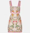 Farm Rio Pink Delicate Forest Linen Mini Dress In Multi
