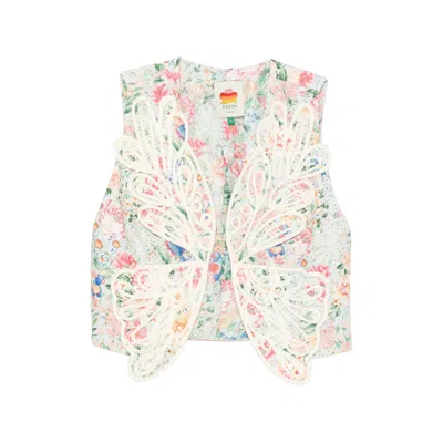 Farm Rio Floral Linen Waistcoat In Neutral