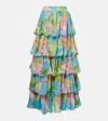 Farm Rio Lily Bloom Maxi Skirt In Blue In Multi