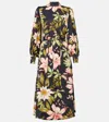 Farm Rio Floral Midi Dress In Black