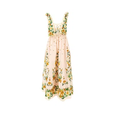 Farm Rio Floral Midi Dress With Shoulder Bows