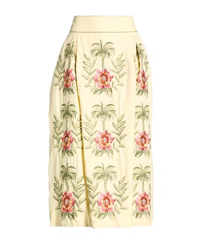 Farm Rio Floral Midi Skirt In Neutral