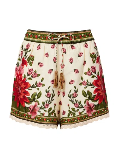 Farm Rio Floral Mini Drawstring Shorts For Women In Multi