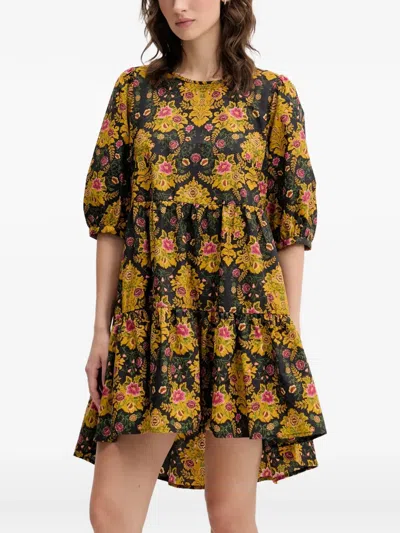 Farm Rio Floral Mini Dress In Green