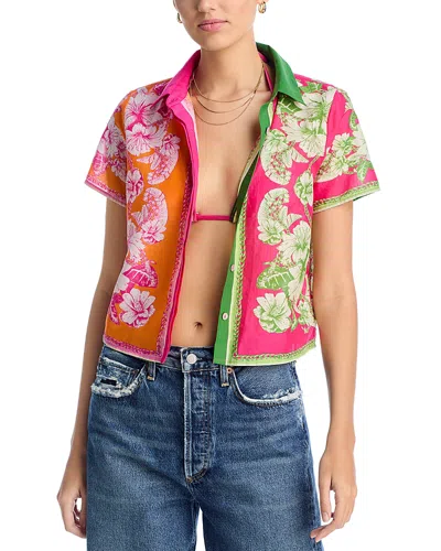 Farm Rio Mixed Scarves Floral Elegance Shirt In Multicolor