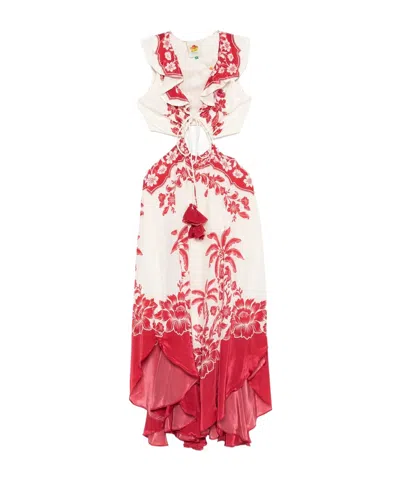 Farm Rio Floral Pattern Dress In Red