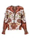 Farm Rio Floral-pattern Ruffled Blouse In Multi