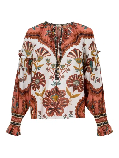 Farm Rio Floral-pattern Ruffled Blouse In Multi