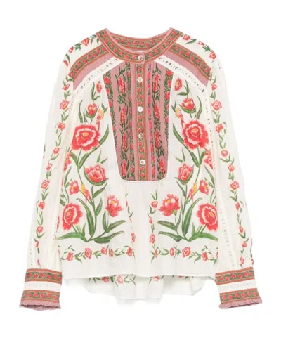 Farm Rio Printed Cotton-blend Blouse In Multicoloured