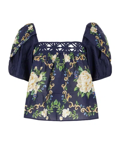 Farm Rio Floral-patterned Decorative Blouse In Multi