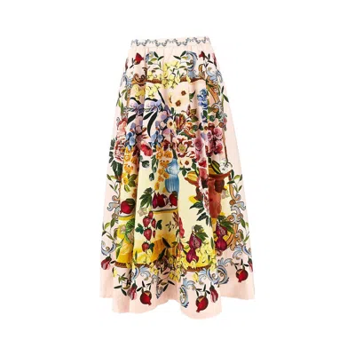 Farm Rio Floral Poplin Midi Skirt
