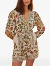 Farm Rio Botanicals Belted Romper In Off-white In Multi