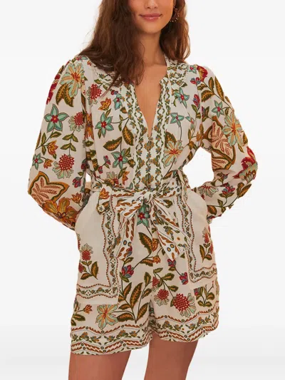 Farm Rio Floral-print Belted Playsuit In Multi