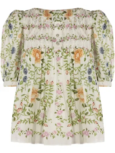 FARM RIO FLORAL PRINT BLOUSE