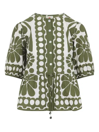 Farm Rio Floral Print Buttoned Top In Multi