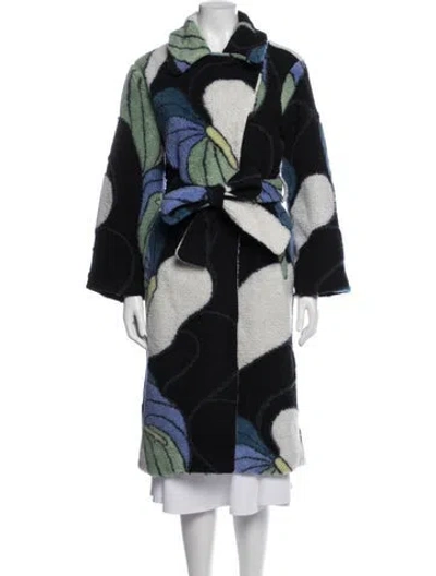 Pre-owned Farm Rio Floral Print Coat In Black