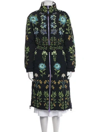 Pre-owned Farm Rio Floral Print Coat In Blue