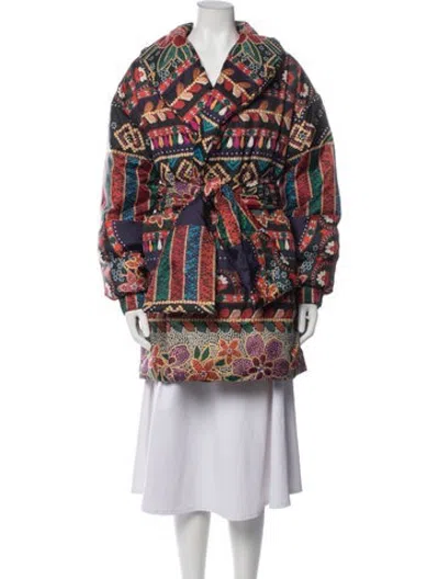 Pre-owned Farm Rio Floral Print Coat In Multicolor