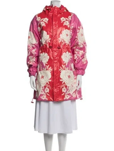 Pre-owned Farm Rio Floral Print Coat In Pink