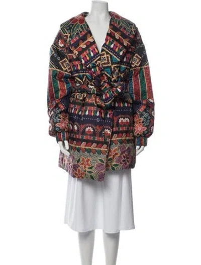 Pre-owned Farm Rio Floral Print Coat W/ Tags In Multicolor