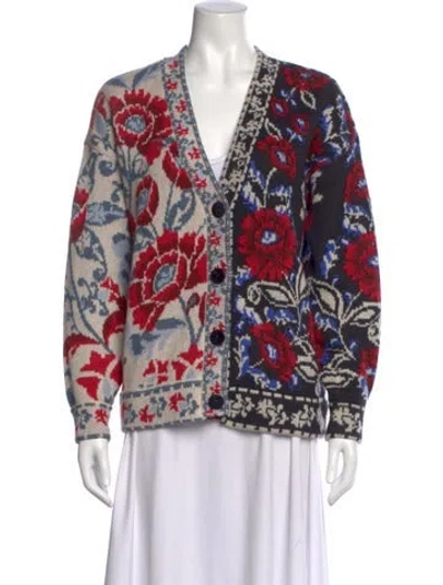 Pre-owned Farm Rio Floral Print Crew Neck Sweater In Multi