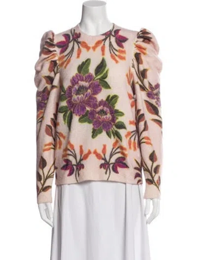 Pre-owned Farm Rio Floral Print Crew Neck Sweater In Multi