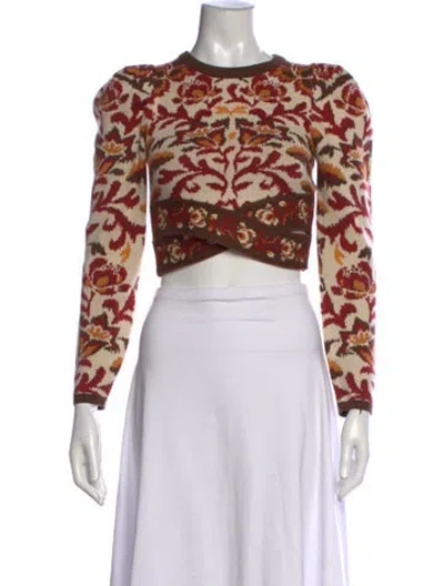 Pre-owned Farm Rio Floral Print Crew Neck Sweater In Multi