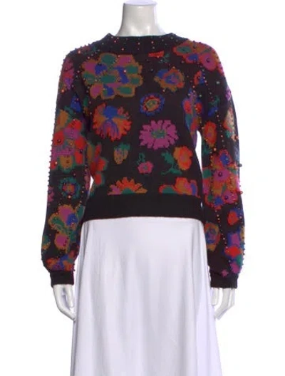 Pre-owned Farm Rio Floral Print Crew Neck Sweater In Multi