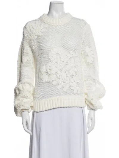 Pre-owned Farm Rio Floral Print Crew Neck Sweater In Neutral