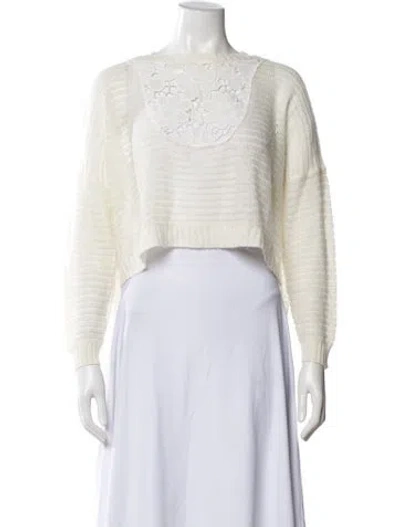 Pre-owned Farm Rio Floral Print Crew Neck Sweater In Neutral