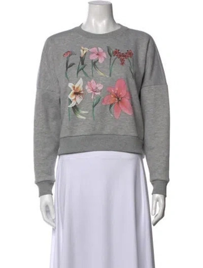 Pre-owned Farm Rio Floral Print Crew Neck Sweatshirt In Gray