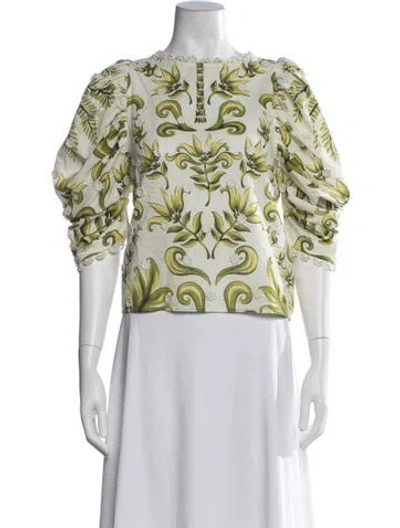 Pre-owned Farm Rio Floral Print Crew Neck Top In Multicolor