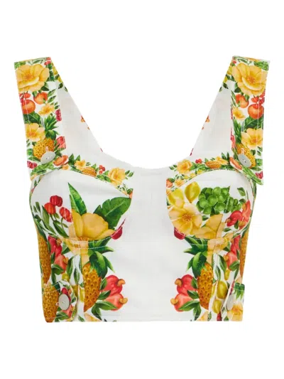 FARM RIO FLORAL-PRINT CROP TOP