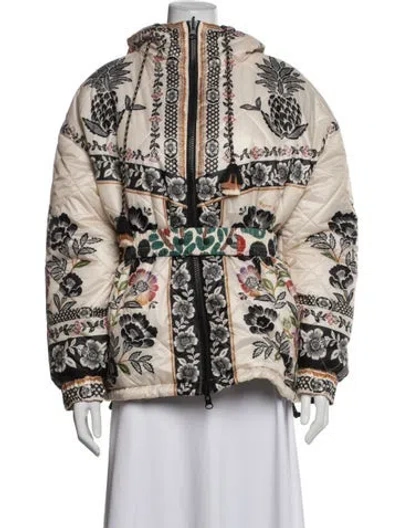 Pre-owned Farm Rio Floral Print Down Coat In Multicolor