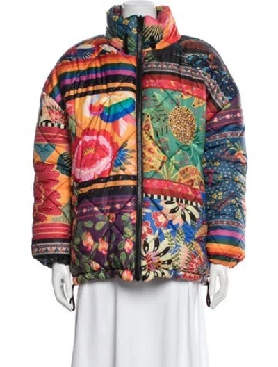 Pre-owned Farm Rio Floral Print Down Jacket In Multi