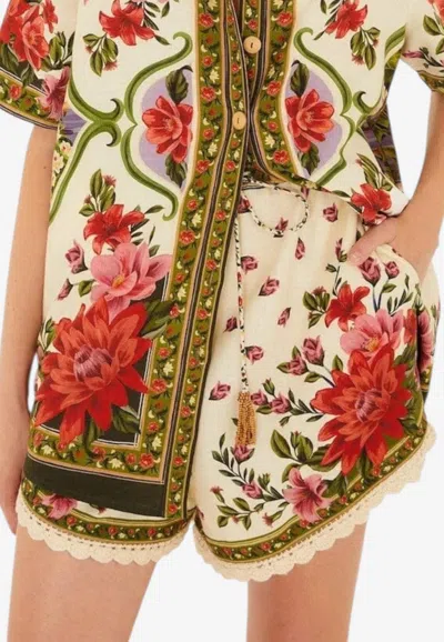 Farm Rio Floral Print Drawstring Shorts In Multi