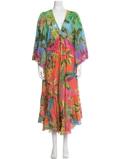 Pre-owned Farm Rio Floral Print Dress In Pink
