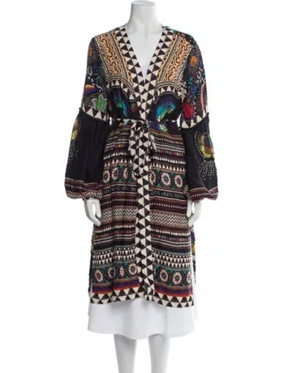 Pre-owned Farm Rio Floral Print Evening Jacket In Black