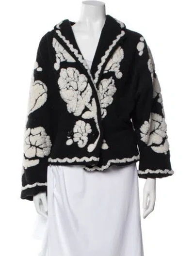 Pre-owned Farm Rio Floral Print Evening Jacket In Black