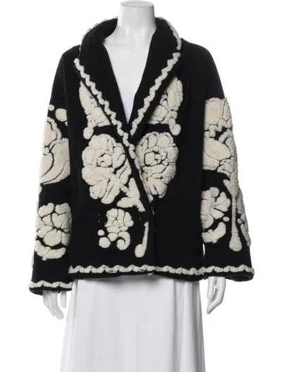 Pre-owned Farm Rio Floral Print Jacket In Black