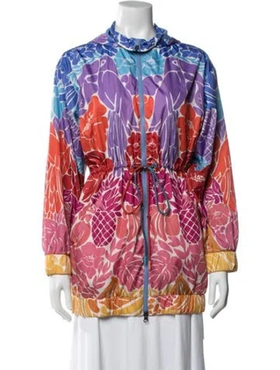 Pre-owned Farm Rio Floral Print Jacket In Blue