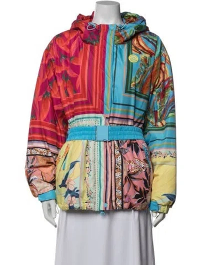 Pre-owned Farm Rio Floral Print Jacket In Blue