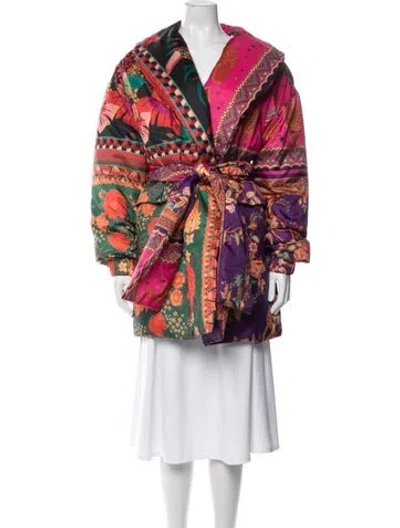 Pre-owned Farm Rio Floral Print Jacket In Green