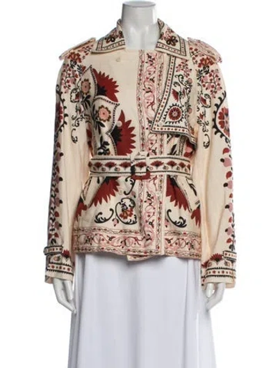 Pre-owned Farm Rio Floral Print Jacket In Neutrals