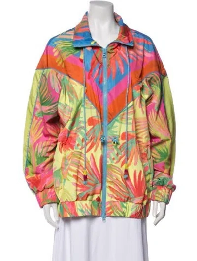 Pre-owned Farm Rio Floral Print Jacket In Pink