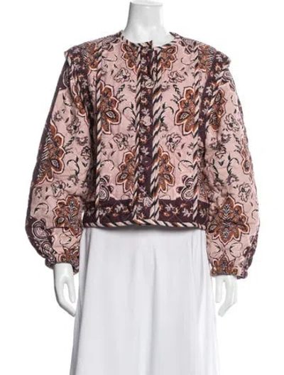 Pre-owned Farm Rio Floral Print Jacket In Pink
