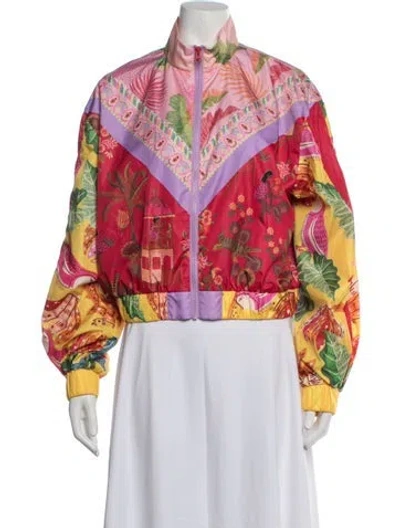 Pre-owned Farm Rio Floral Print Jacket In Pink